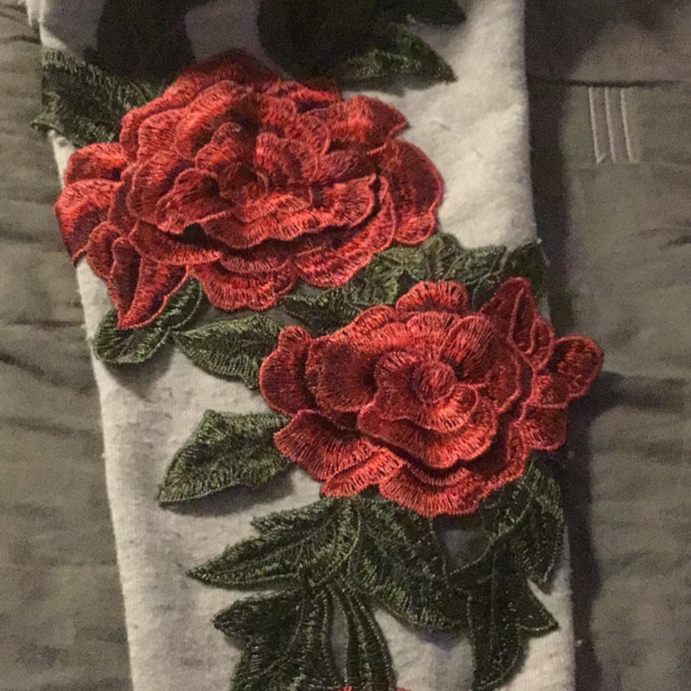 Akira Distressed Sweatshirt with Red Roses - Picture 5 of 7